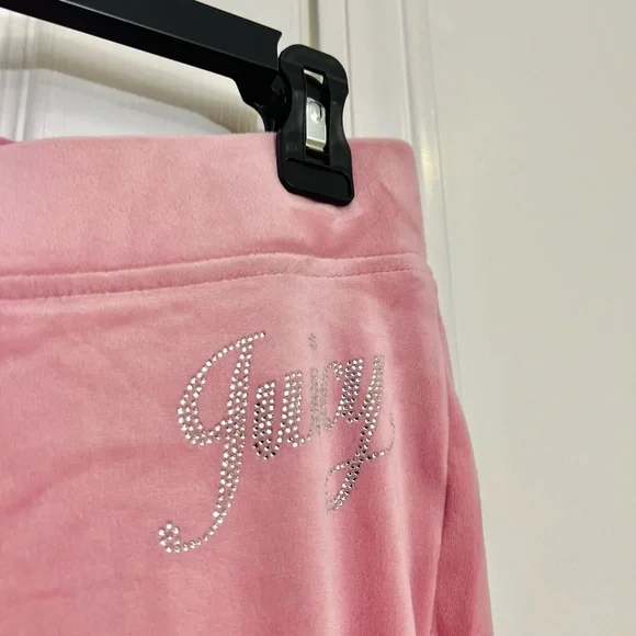 Juicy Couture Rose Bling Velour Tracksuit Hoodie & Pants Rhinestone NWT Size S - Picture 4 of 9